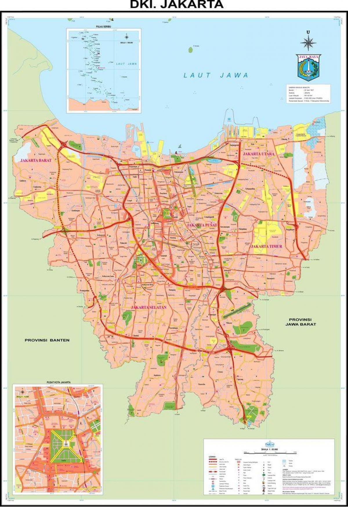 kort af Jakarta gamla bænum