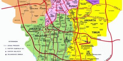 Kort af Jakarta staðir