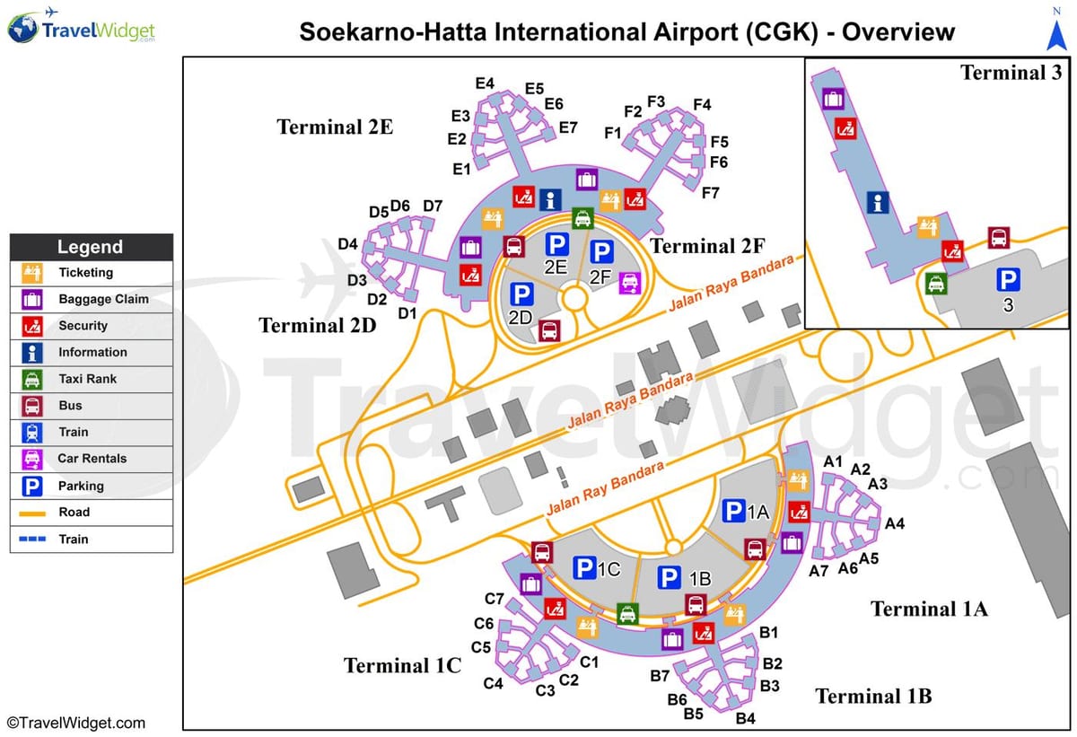 soekarno hatta flugstöðina kort
