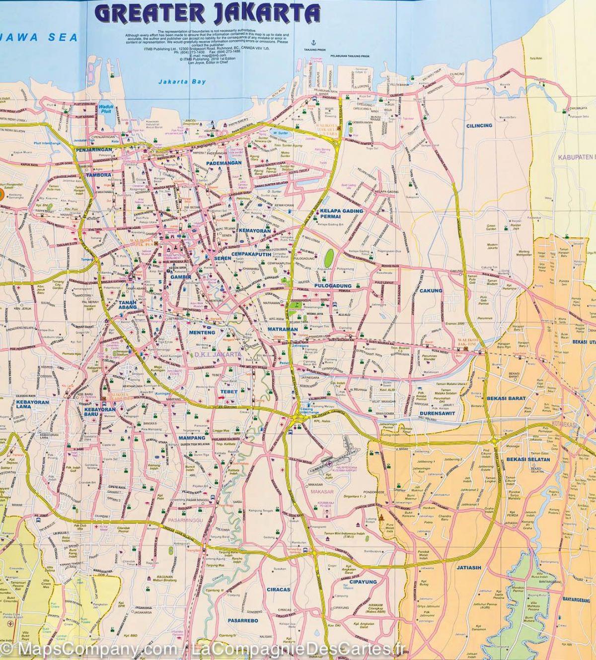 kort af Jakarta götunni