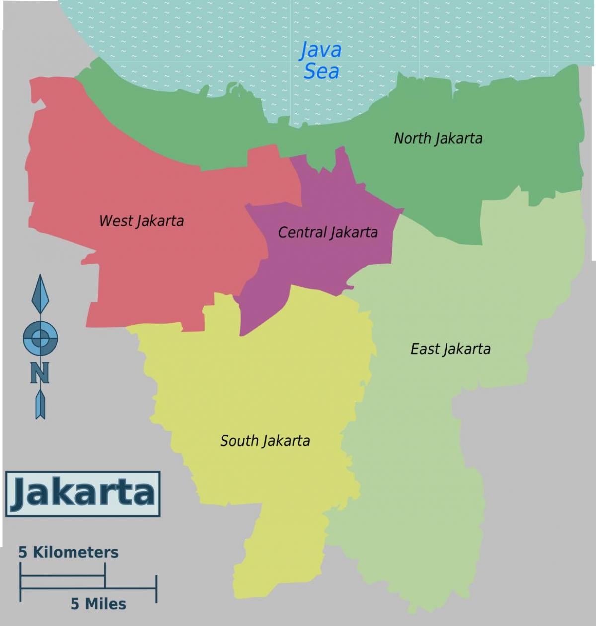 kort af Jakarta hverfum