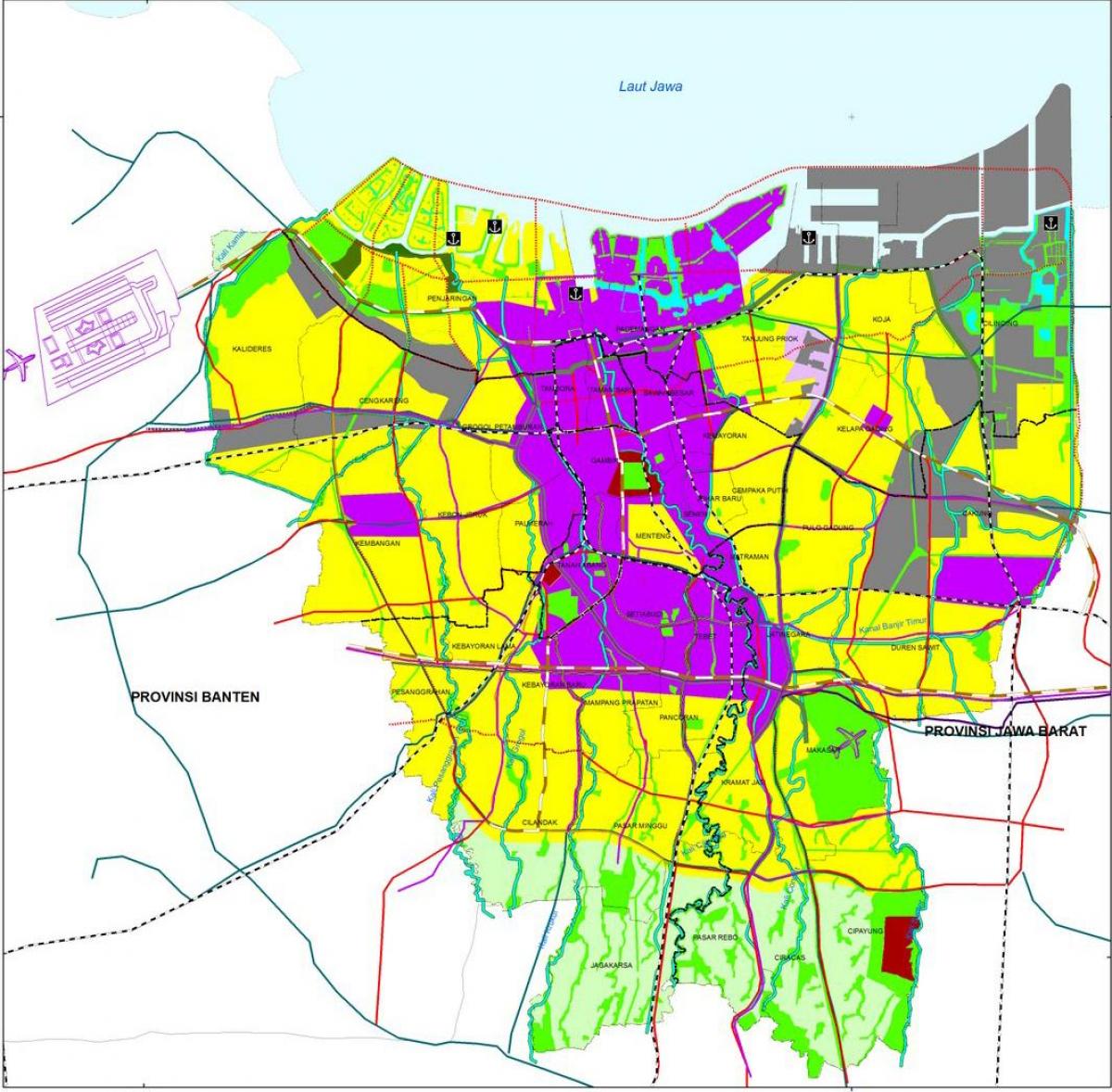 kort af Jakarta viðskiptahverfi