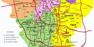 Jakarta ferðamaður staðir kort