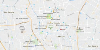 Kort af skírteini Jakarta